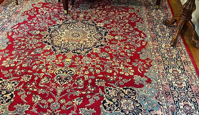 clean oriental rug on floor